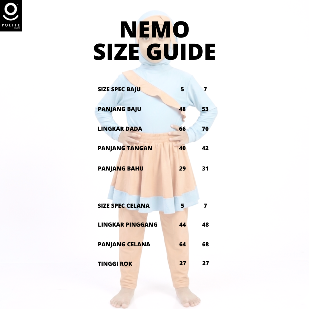 Baju Renang Anak Muslimah - NEMO LB-DS (LIGHT BLUE - DARK SALMON)