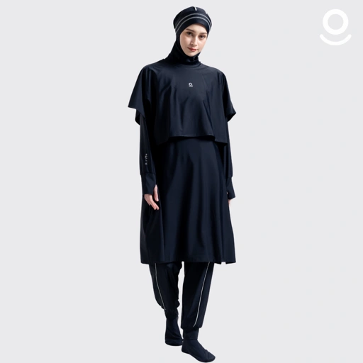 Image of Baju Renang Muslimah Premium Syar'i - TUN SHARK BK-SB A LINE (BLACK - SILVER BRIGHT)