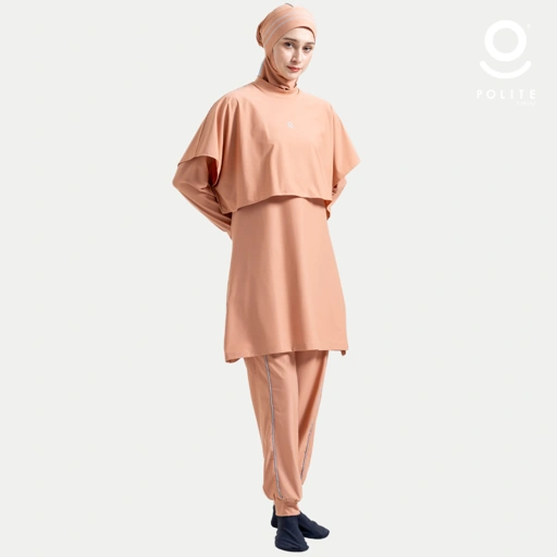 DEFECT Baju Renang Muslimah Premium Syar'i - 3SHARK DS-LB A LINE (DARK SALMON - LIGHT BLUE)