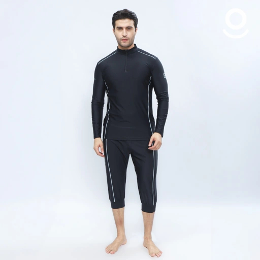 Baju Renang Muslim Pria Lengan Panjang - FOR MEN LONG BK-LB (BLACK - LIGHT BLUE)