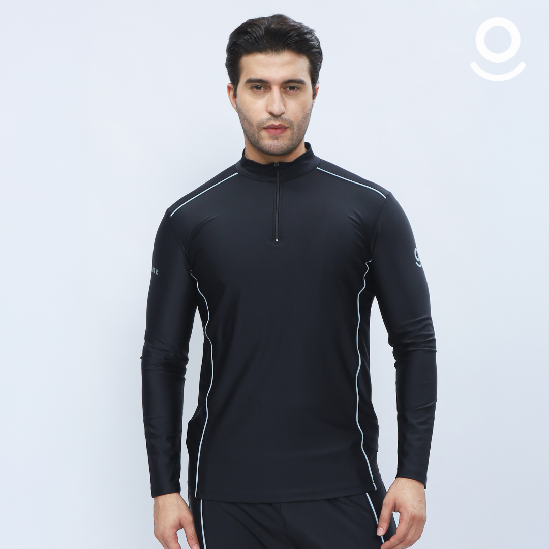 Baju Renang Muslim Pria Lengan Panjang - FOR MEN LONG BK-LB (BLACK - LIGHT BLUE)