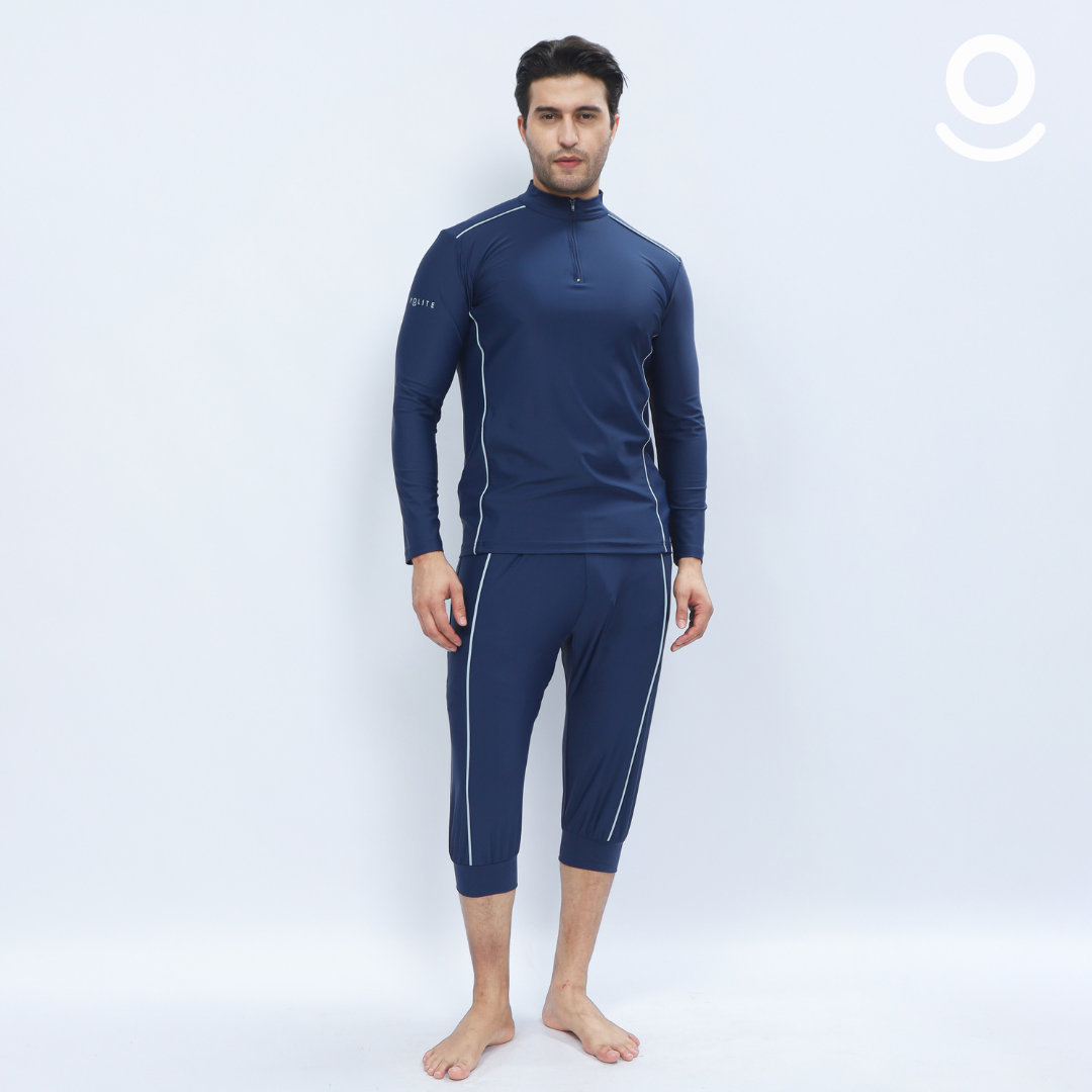 Baju Renang Muslim Pria Lengan Panjang - FOR MEN LONG NV-LB (NAVY - LIGHT BLUE)