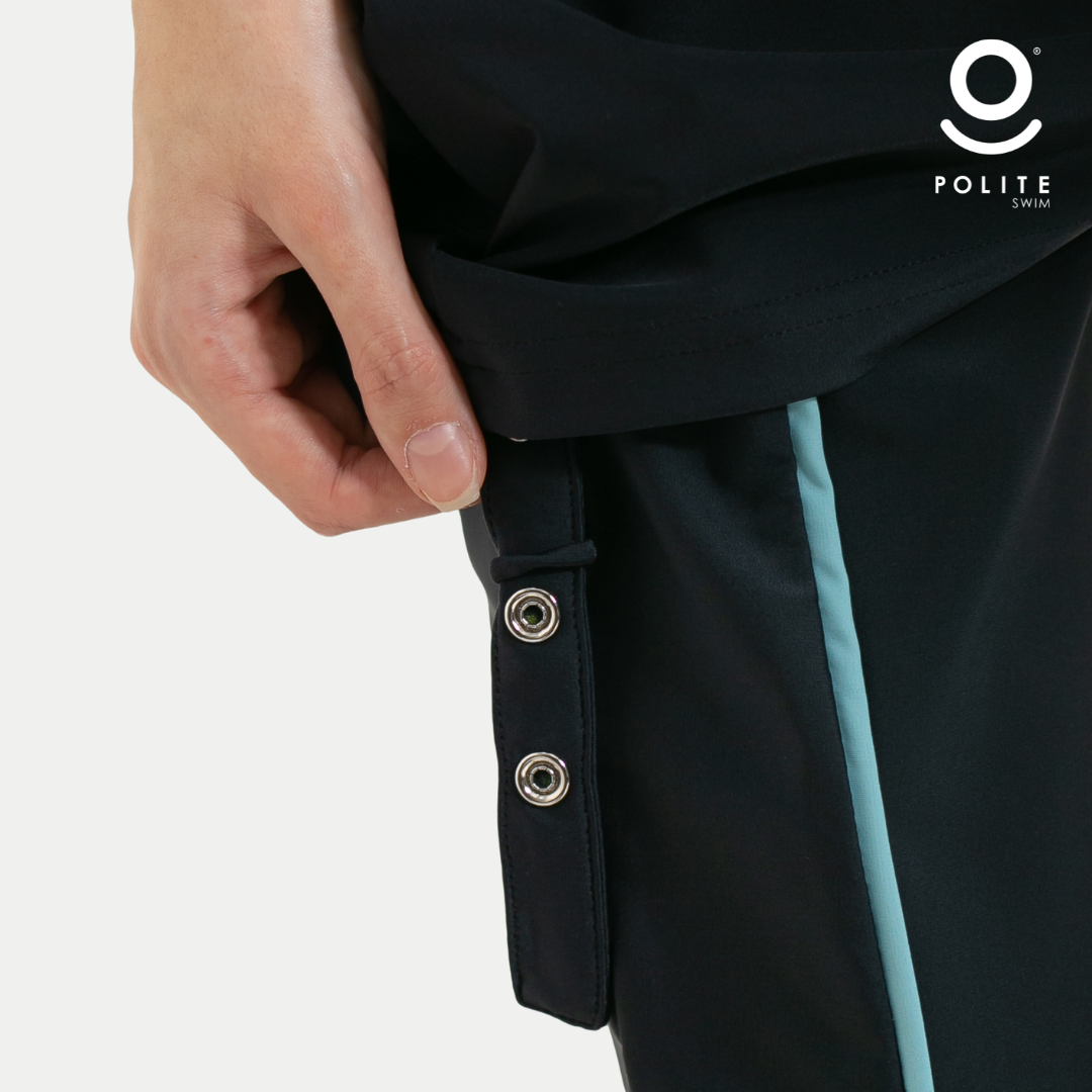 Baju Renang Muslimah Premium Syar'i - 1WHALE BP-CB (BLACK PRINTING - CADED BLUE)