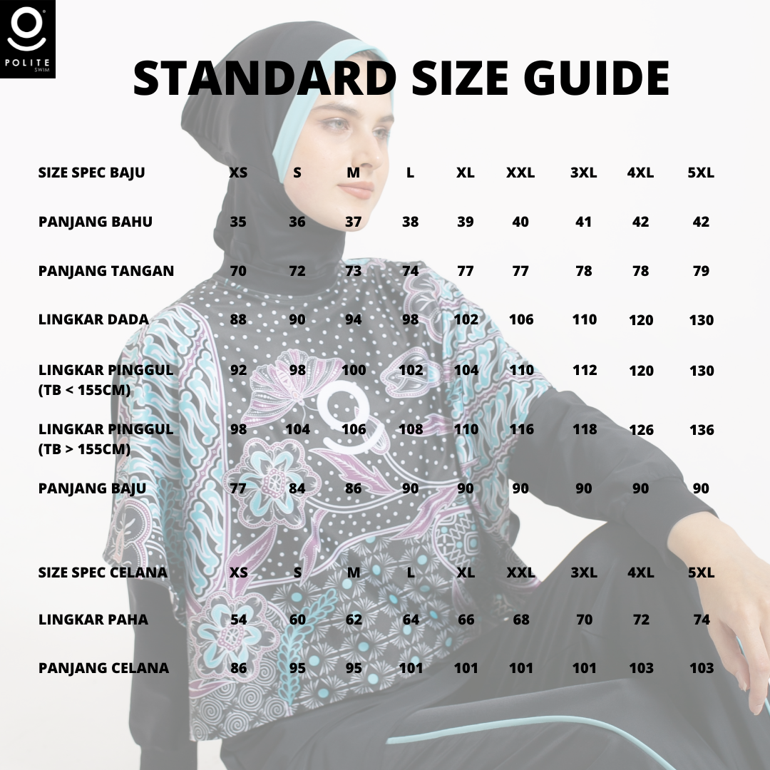 Baju Renang Muslimah Premium Syar'i - 1WHALE BP-CB (BLACK PRINTING - CADED BLUE)