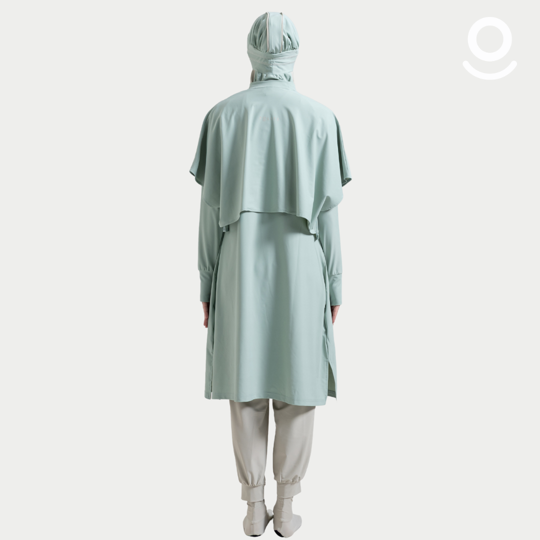 Baju Renang Muslimah Premium Syar'i - TUN SHARK SG-NU A LINE (SAGE - NUDE)