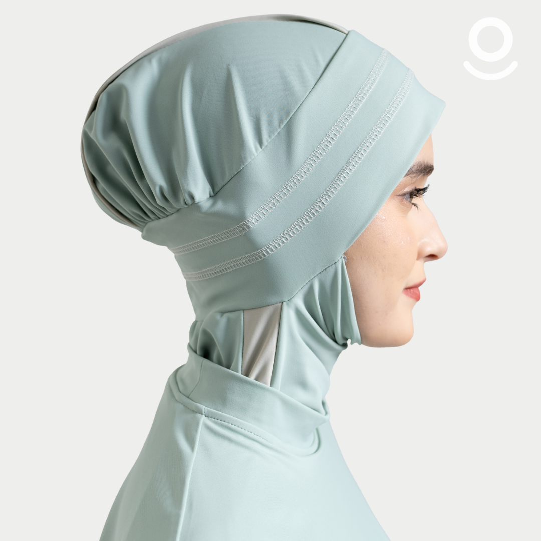 Baju Renang Muslimah Premium Syar'i - TUN SHARK SG-NU A LINE (SAGE - NUDE)