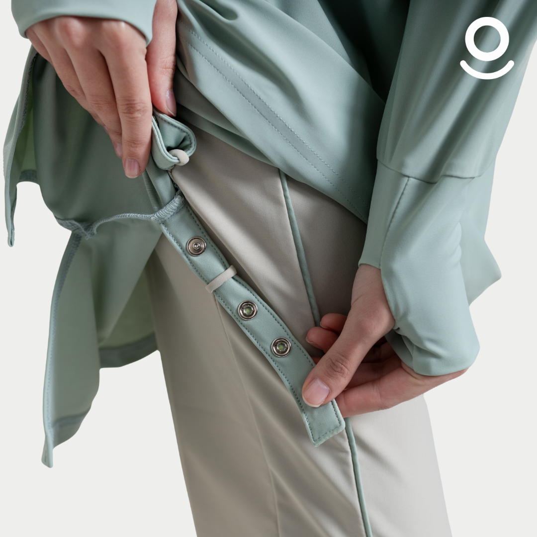 Baju Renang Muslimah Premium Syar'i - TUN SHARK SG-NU A LINE (SAGE - NUDE)