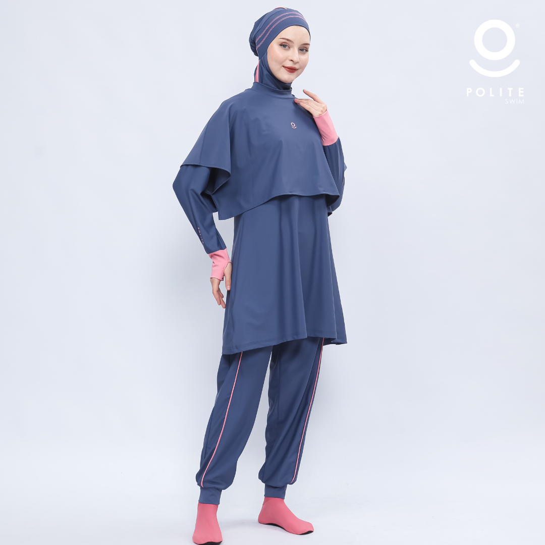 DEFECT Baju Renang Muslimah Premium Syar'i - 5SHARK SP-PI A LINE (SPRUCE - PINK)