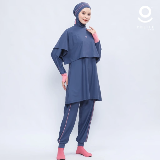 DEFECT Baju Renang Muslimah Premium Syar'i - 5SHARK SP-PI A LINE (SPRUCE - PINK)