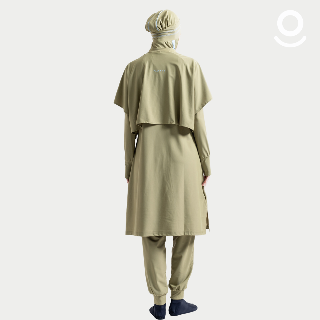Baju Renang Muslimah Premium Syar'i - TUN SHARK OG-LB A LINE (OLIVE GREEN - LIGHT BLUE)