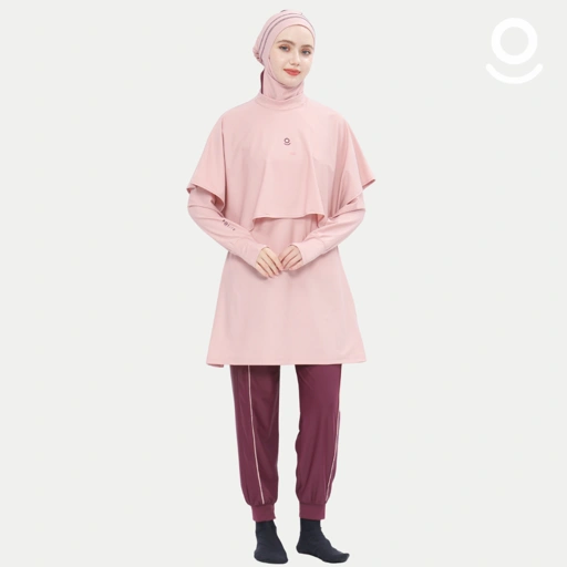 Image of Baju Renang Muslimah Premium Syar'i - 5SHARK WR-BR A LINE (WOODROSE - BURGUNDY) 
