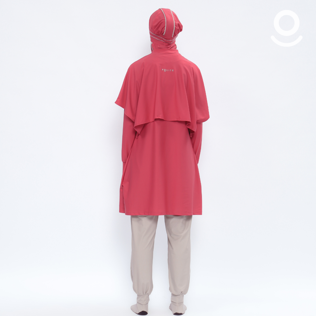 Baju Renang Muslimah Premium Syar'i - 7SHARK RSF-NU A LINE (RED SAFFRON - NUDE)