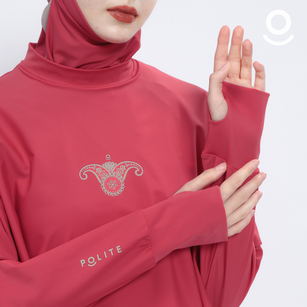 Baju Renang Muslimah Premium Syar'i - 7SHARK RSF-NU A LINE (RED SAFFRON - NUDE)