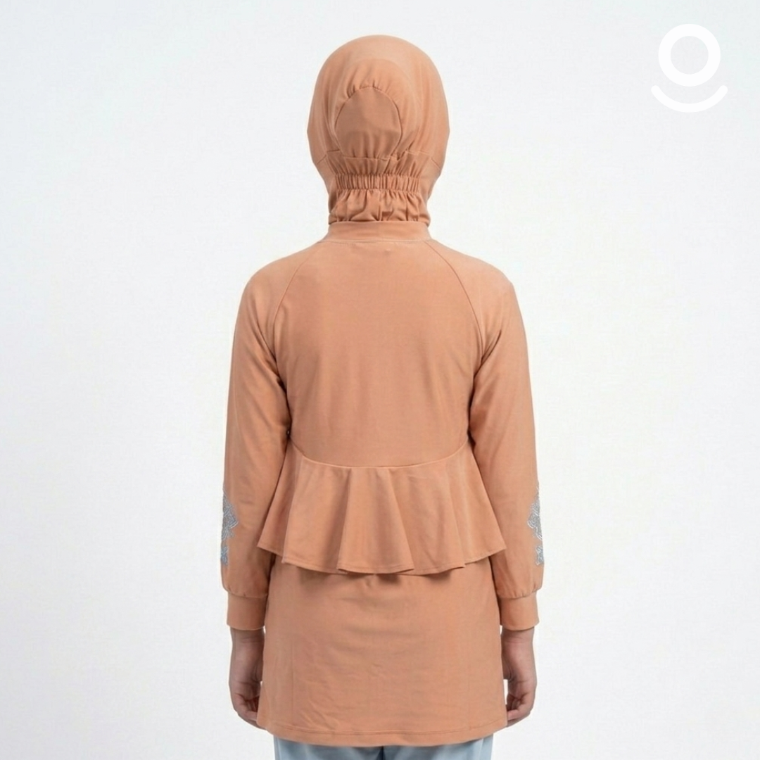 Baju Renang Anak Muslimah - MARLIN DS-LB (DARK SALMON - LIGHT BLUE)