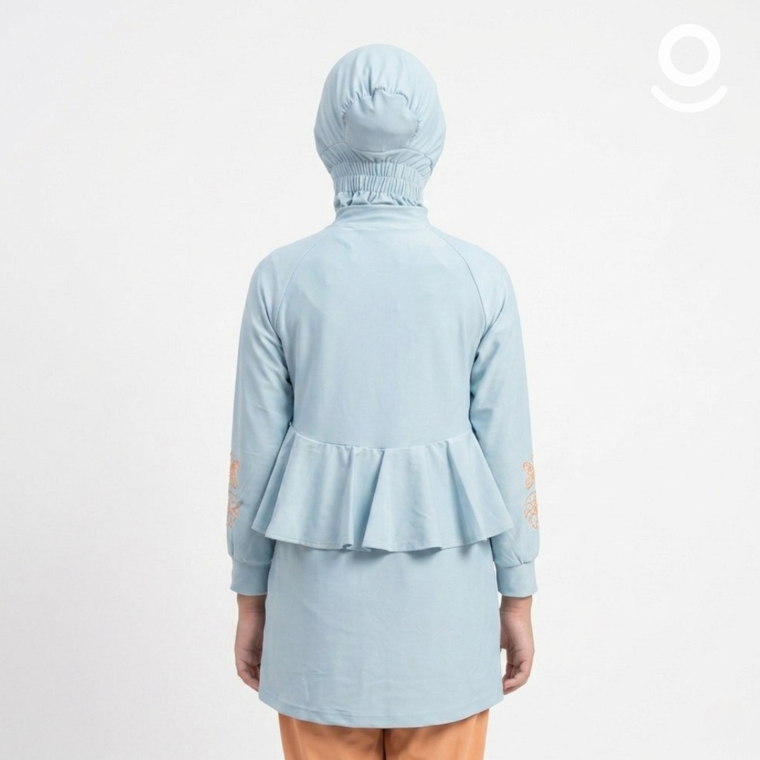 Baju Renang Anak Muslimah - MARLIN LB-DS (LIGHT BLUE - DARK SALMON)
