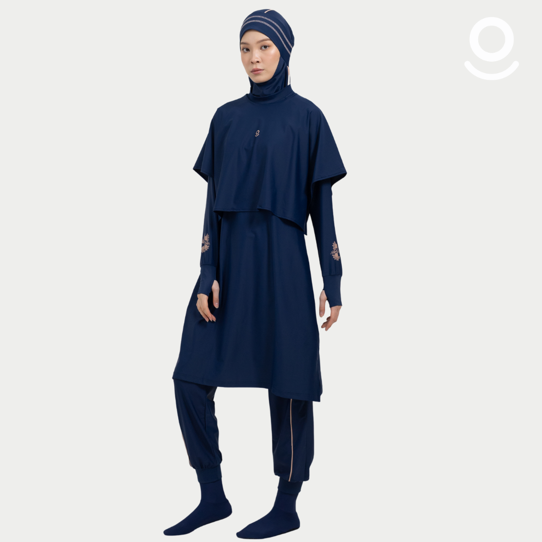 Baju Renang Muslimah Premium Syar'i - TUN SHARK NV-CL A LINE (NAVY - COCKTAIL)