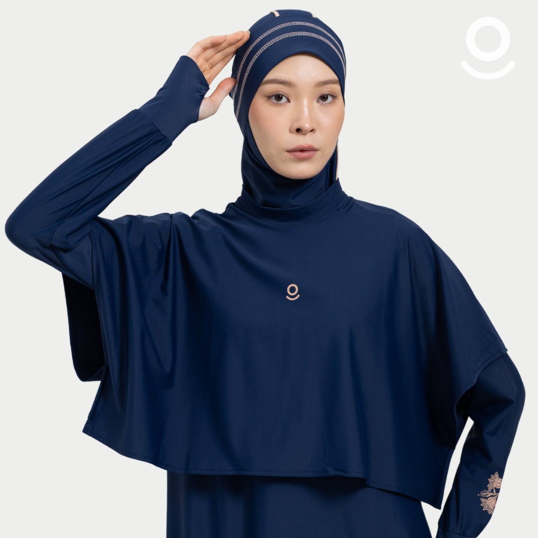 Baju Renang Muslimah Premium Syar'i - TUN SHARK NV-CL A LINE (NAVY - COCKTAIL)