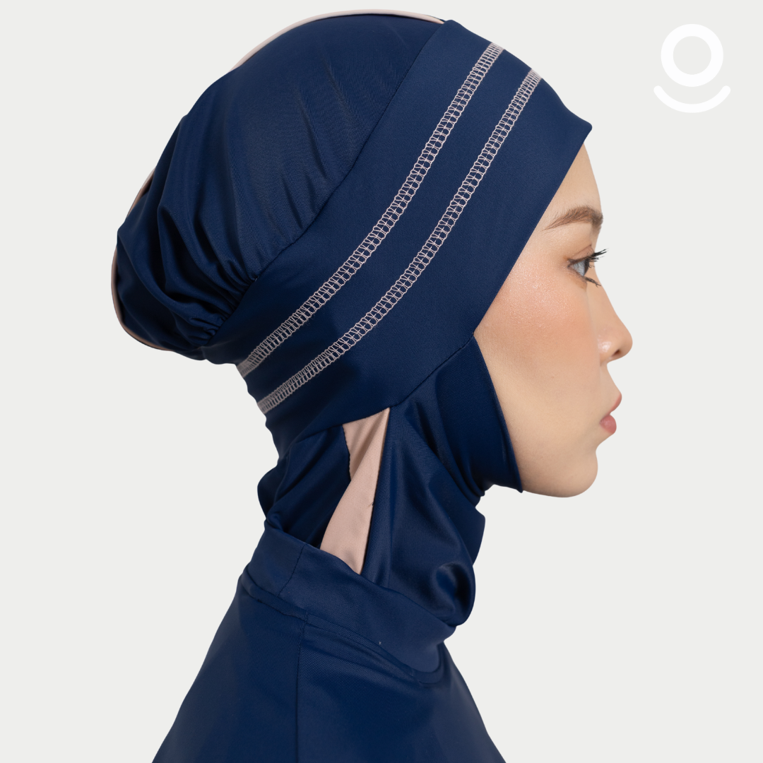 Baju Renang Muslimah Premium Syar'i - TUN SHARK NV-CL A LINE (NAVY - COCKTAIL)
