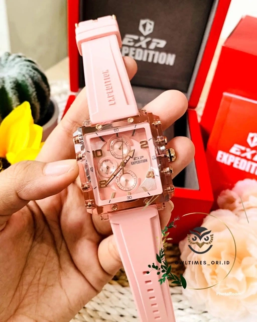 Image of Jam Tangan EXP Pink Segi Rubber