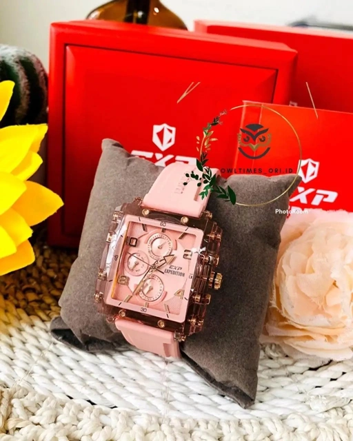 Image of Jam Tangan EXP Pink Segi Rubber