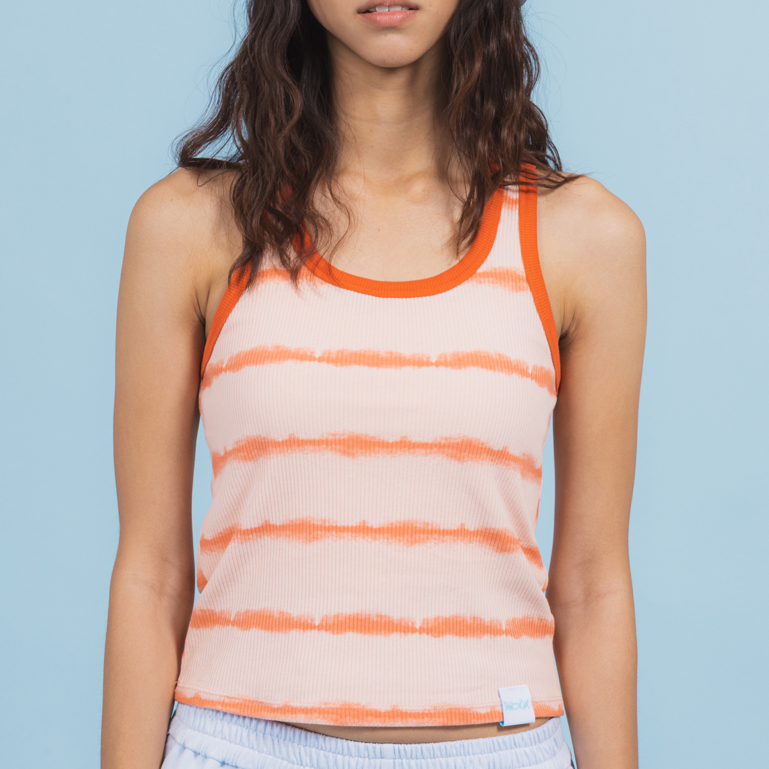 Sabrina Scoop Tank - Coral Orange Stripes