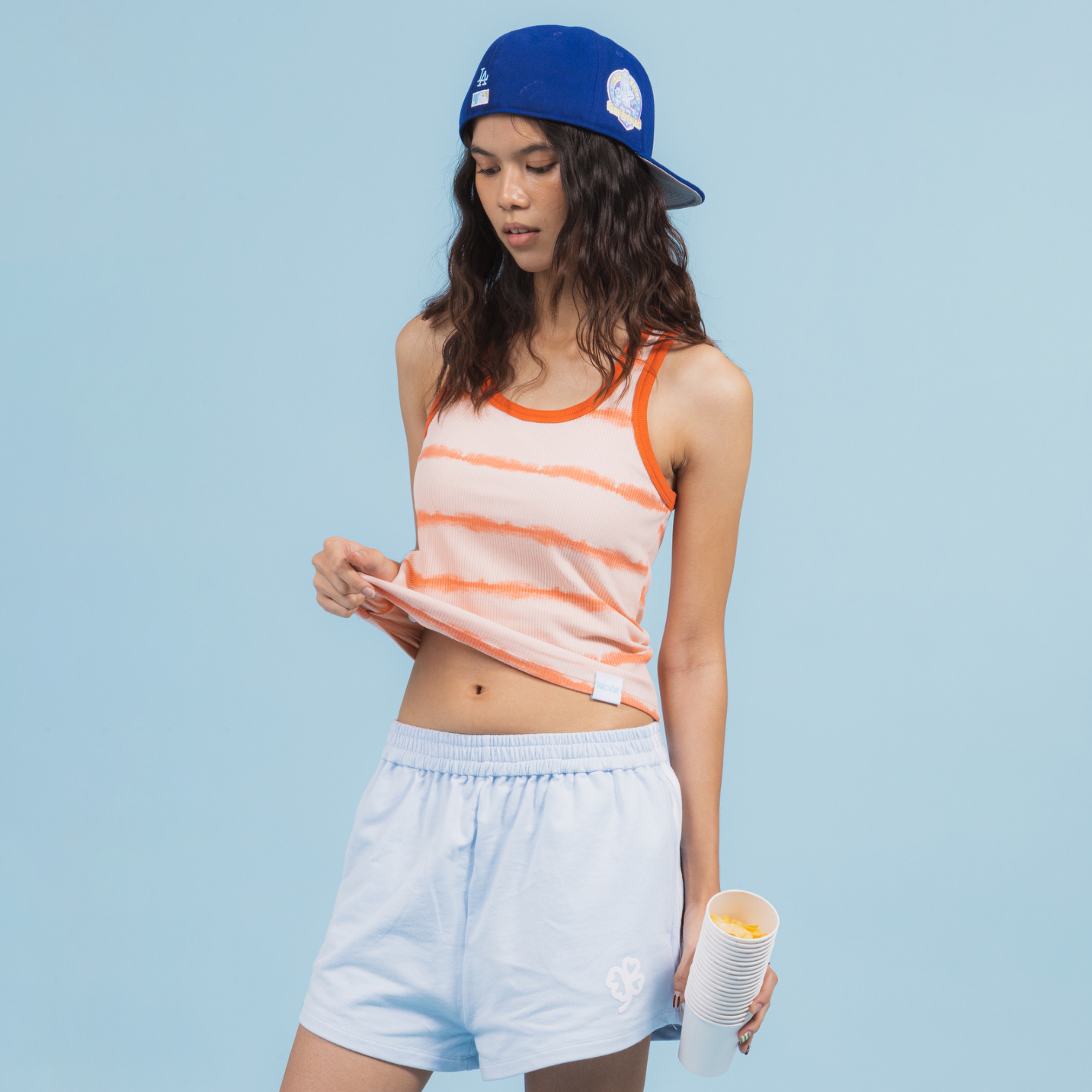 Sabrina Scoop Tank - Coral Orange Stripes