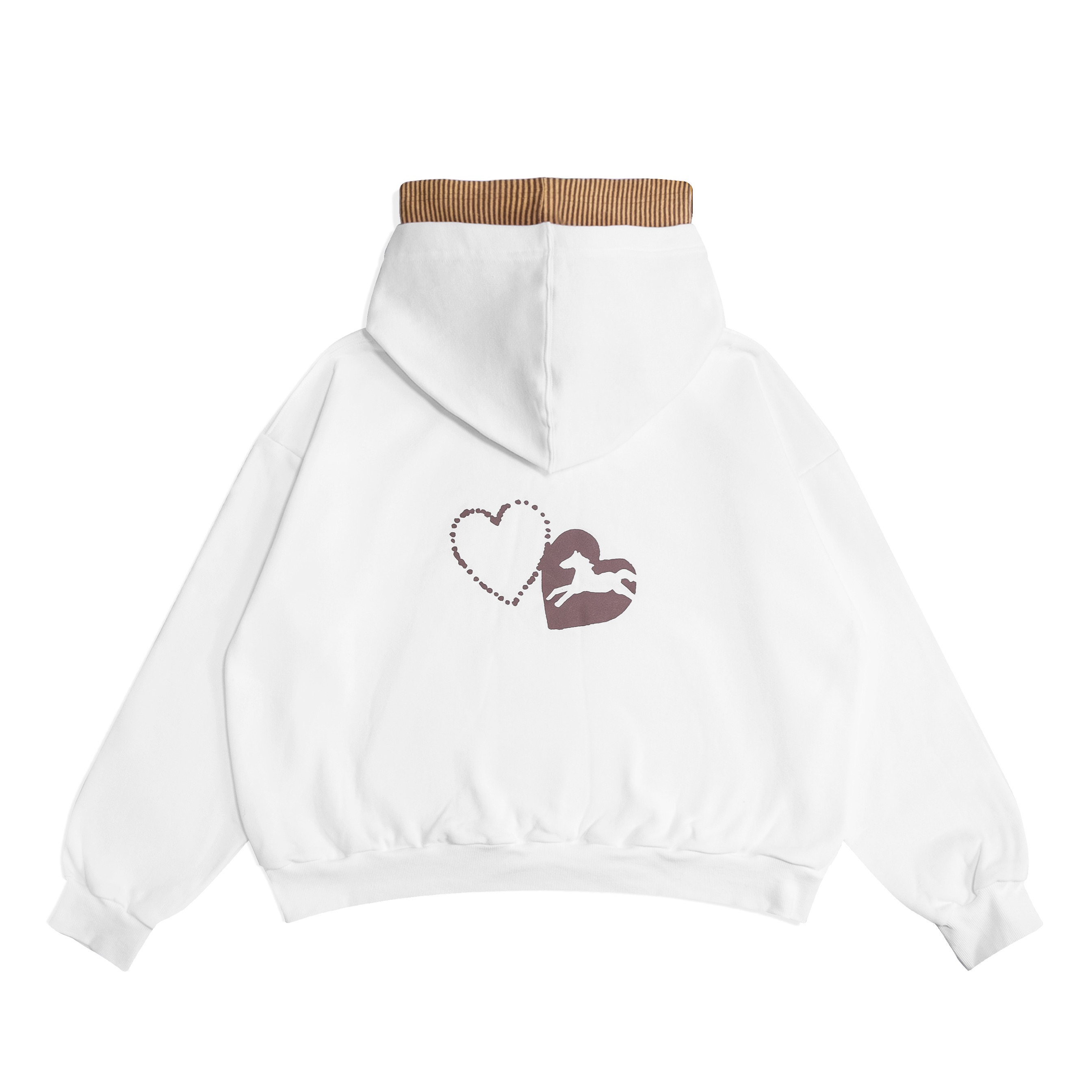 Denzel - Double Hoodie Lucky White Yellow stripe