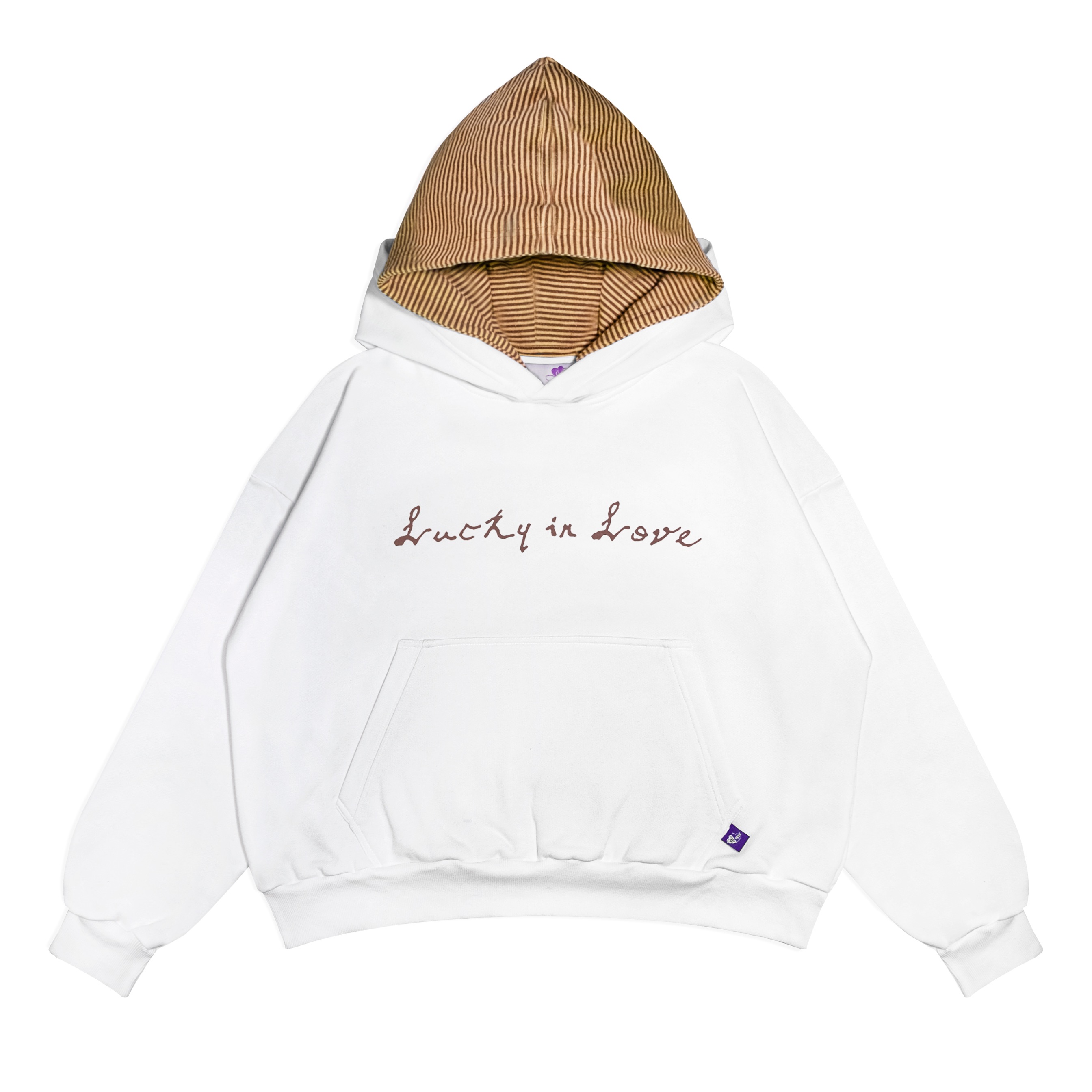 Denzel - Double Hoodie Lucky White Yellow stripe