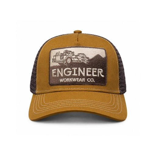 Engineer Workwear - Tread Trucker Caps - Patch Bordir | Topi Trucker Brown Unisex All Size