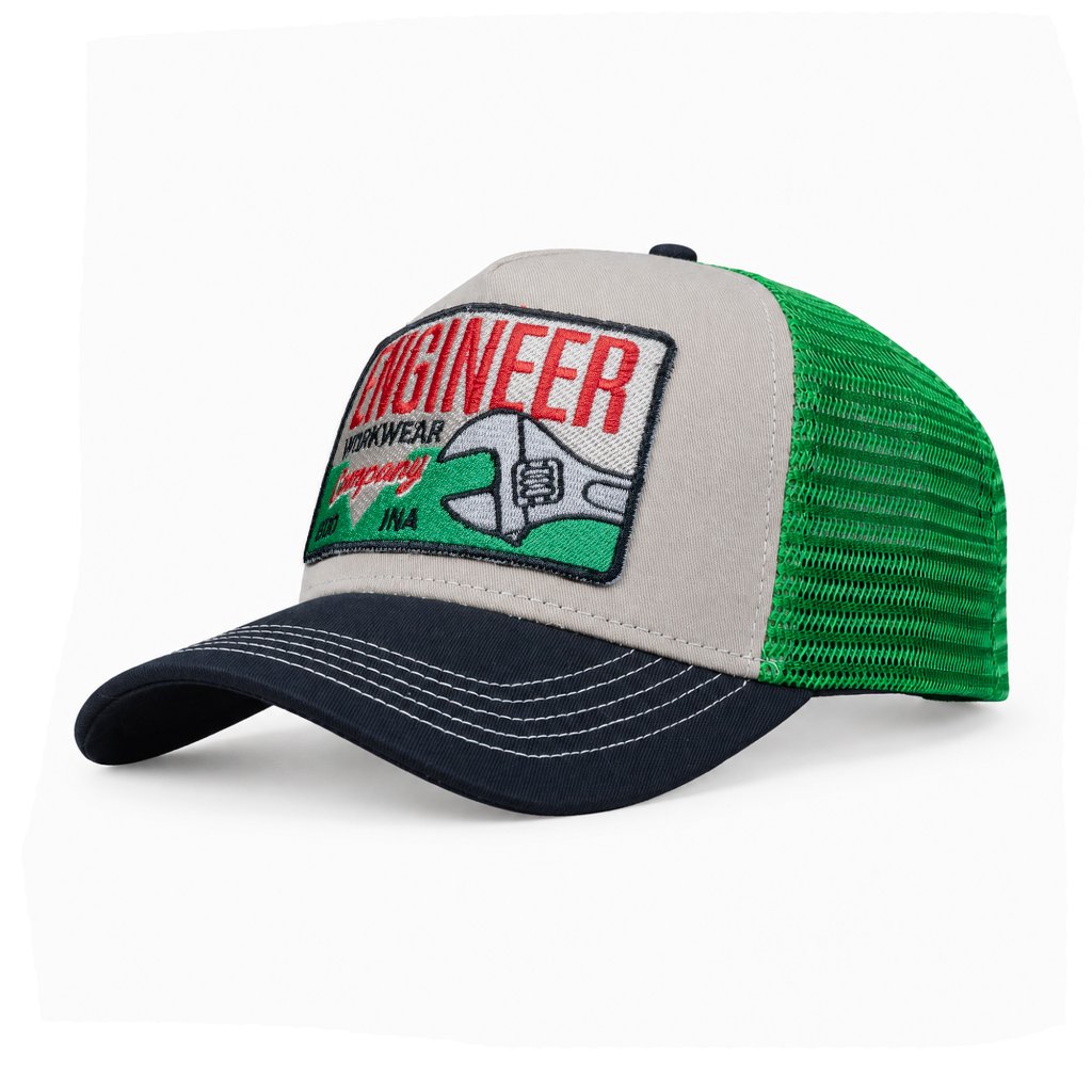 Engineer Workwear - Socket Trucker Caps - Patch Bordir | Topi Trucker Hijau Unisex All Size