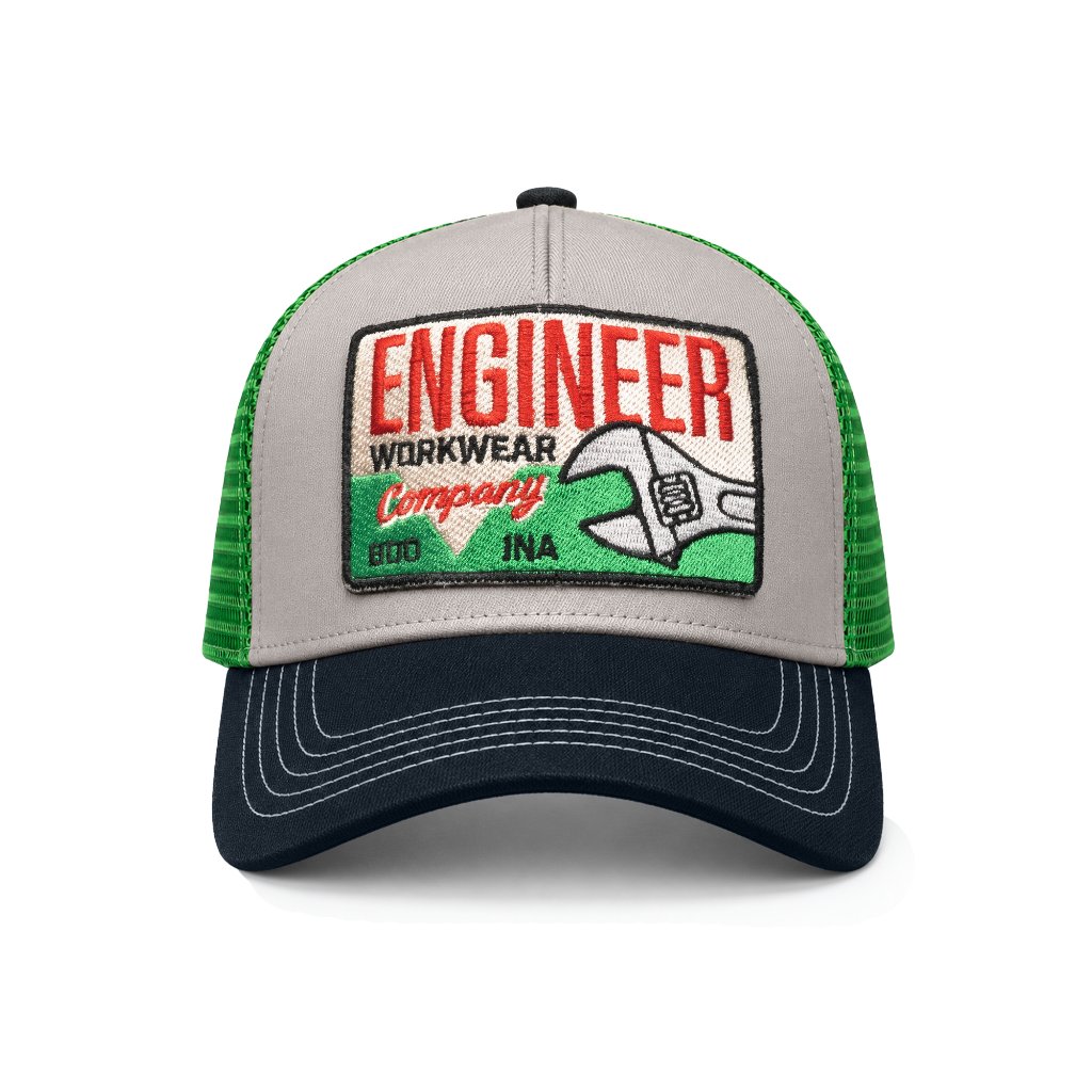 Engineer Workwear - Socket Trucker Caps - Patch Bordir | Topi Trucker Hijau Unisex All Size