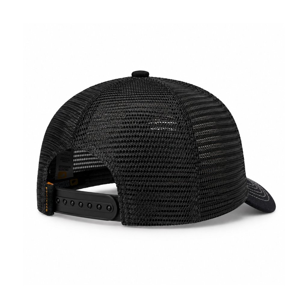 Engineer Workwear - Crawler Trucker Caps - Patch Bordir | Topi Trucker Hitam Unisex All Size