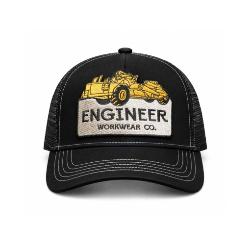 Engineer Workwear - Crawler Trucker Caps - Patch Bordir | Topi Trucker Hitam Unisex All Size