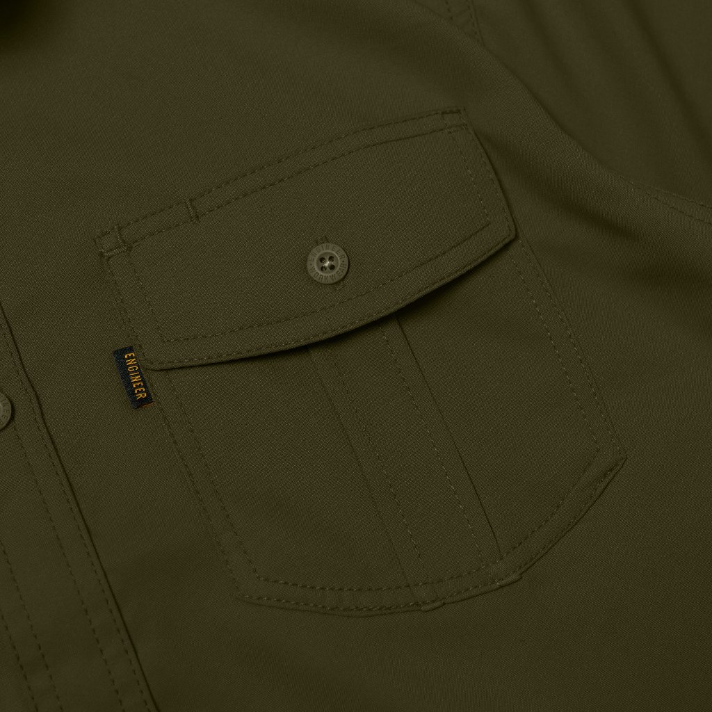 Engineer Workwear Refrige Olive Quickdry Workshirt Hijau Pekat Kemeja Pria Mudah Kering dan Ringan