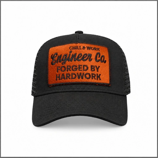 Engineer Workwear - Idle Trucker Caps - Patch Bordir | Topi Trucker Hitam Unisex All Size