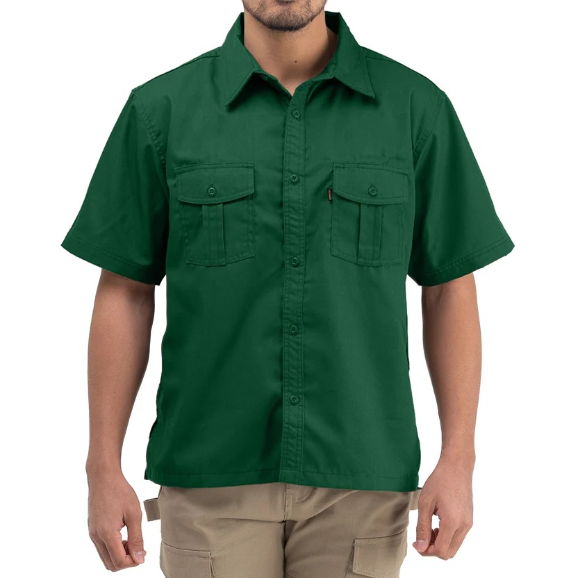 BASIC GREEN - Workshirt Basic Regular Short Sleeve