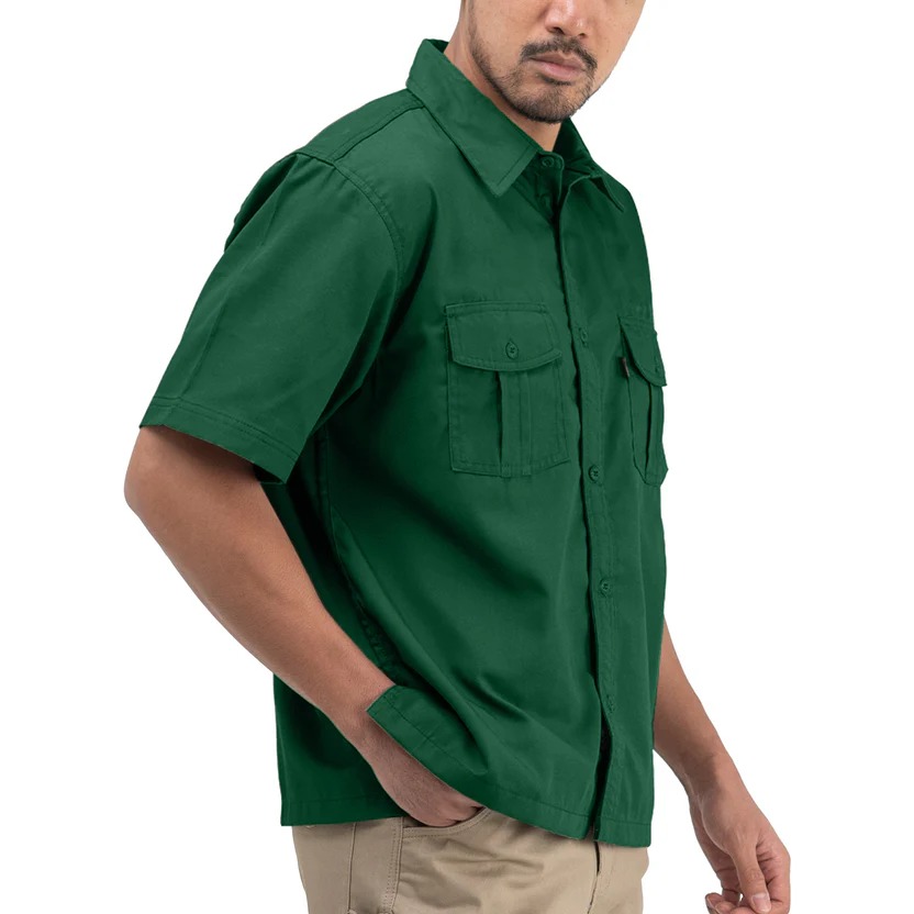 BASIC GREEN - Workshirt Basic Regular Short Sleeve