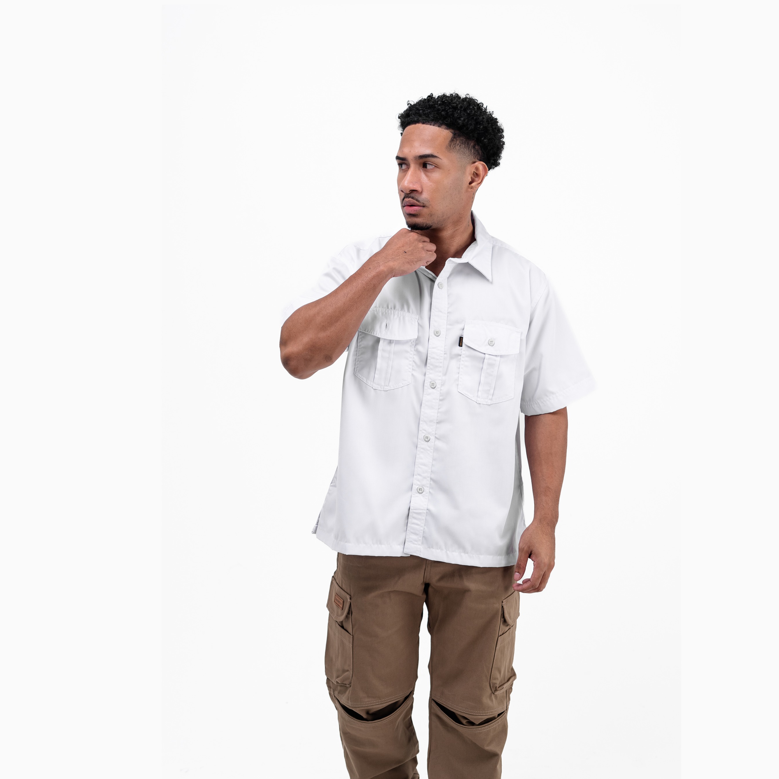 BASIC WHITE - Workshirt Basic Regular Short Sleeve