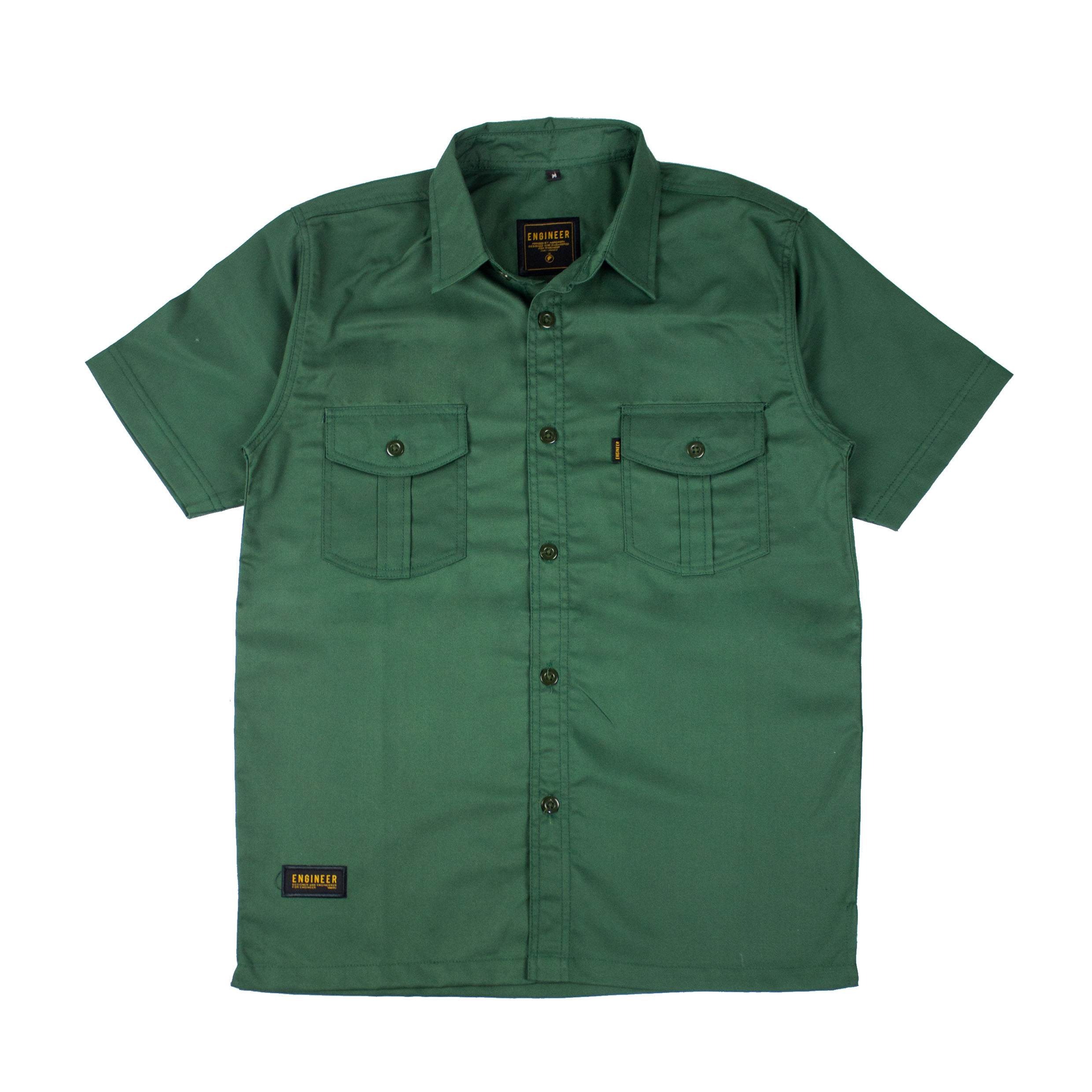 BASIC GREEN - Workshirt Basic Regular Short Sleeve