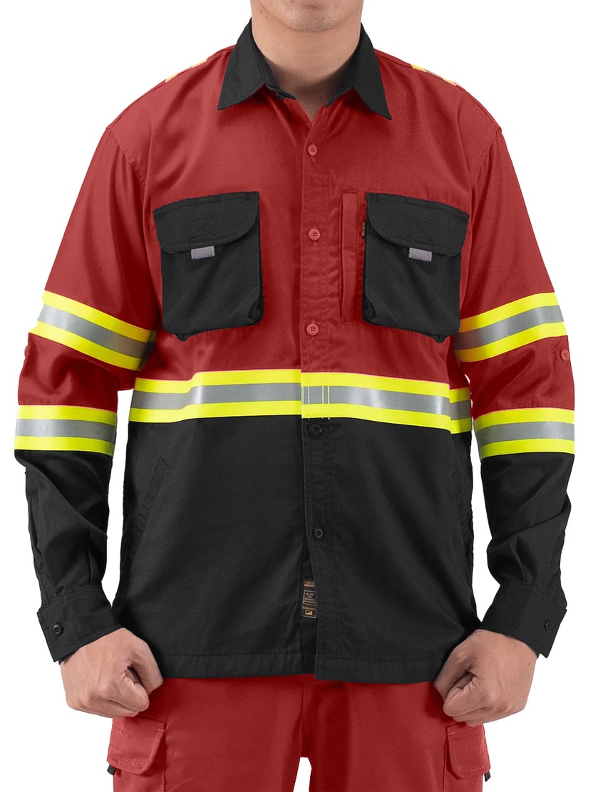 CASTER RED BLACK - Safety Fieldshirt Hi-Vis Series