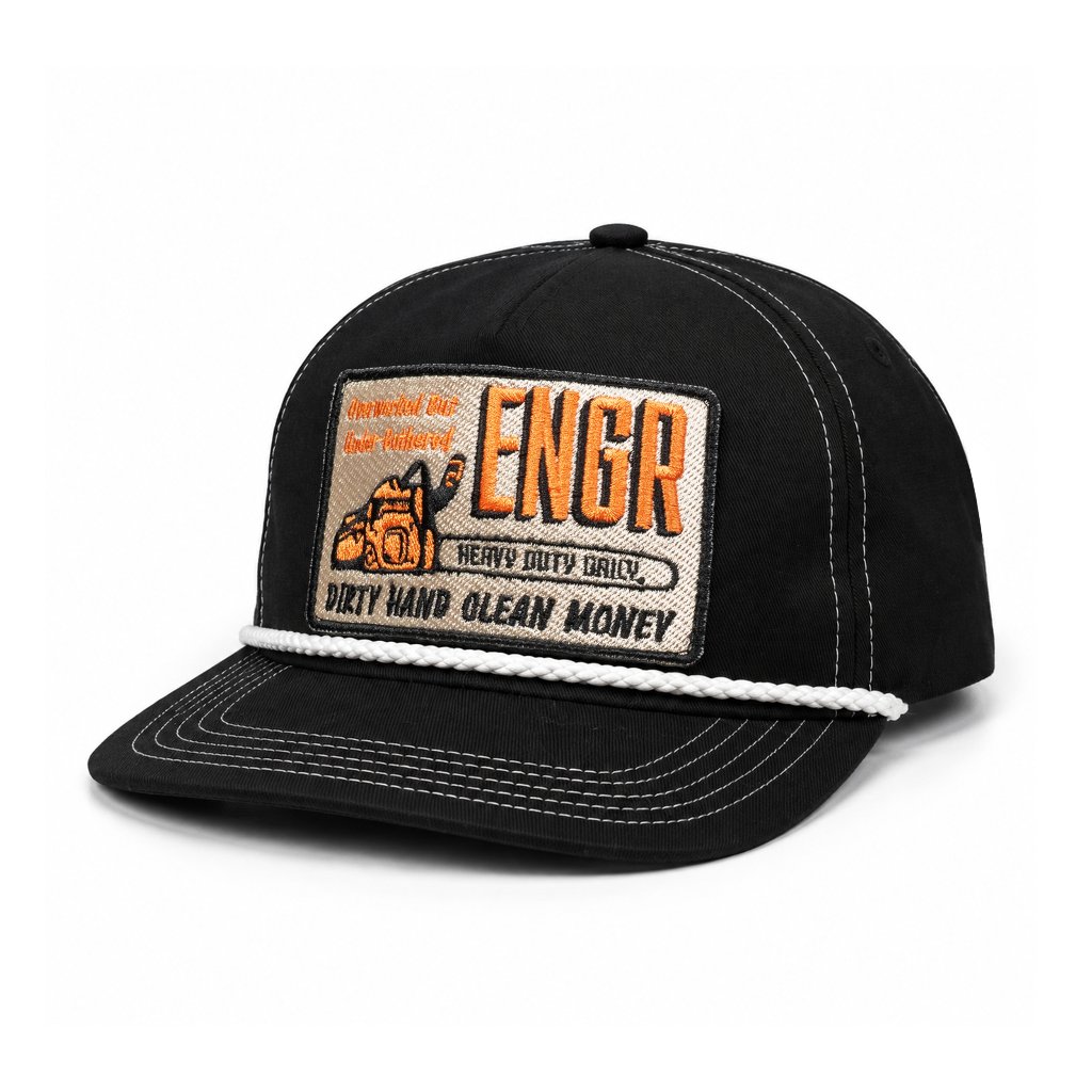 Engineer Workwear - Diesel Rope Hat - Patch Bordir | Hitam Unisex All Size