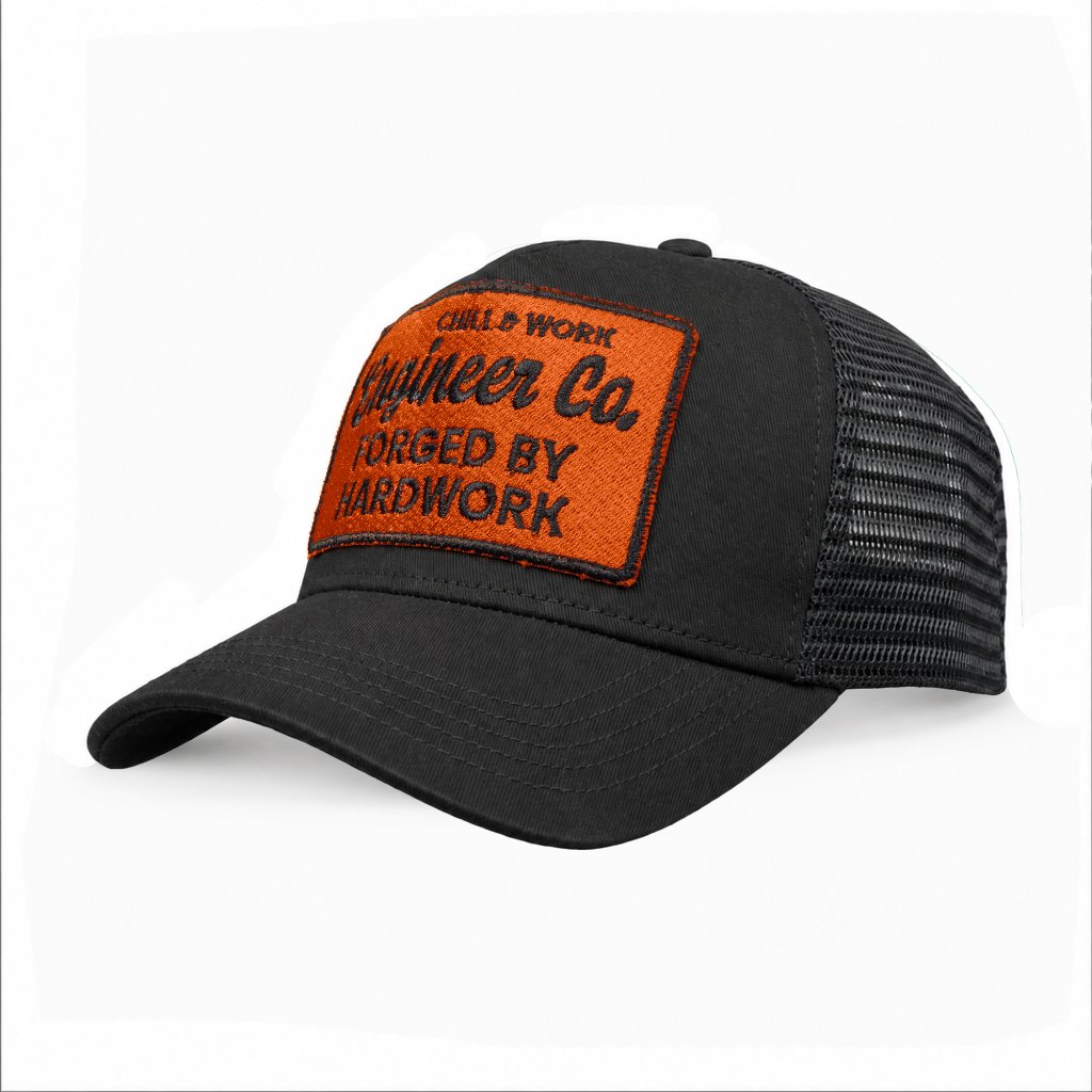 Engineer Workwear - Idle Trucker Caps - Patch Bordir | Topi Trucker Hitam Unisex All Size