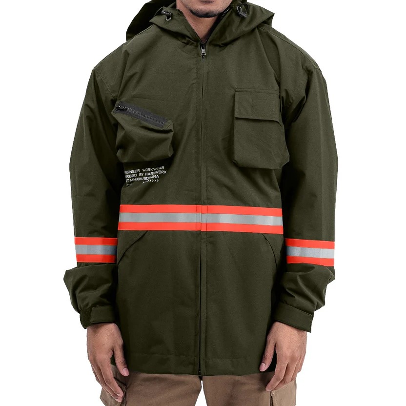 Strain Olive Reflector Jacket/ Jacket Water Repellent Rain Defender