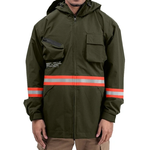 Image of Strain Olive Reflector Jacket/ Jacket Water Repellent Rain Defender