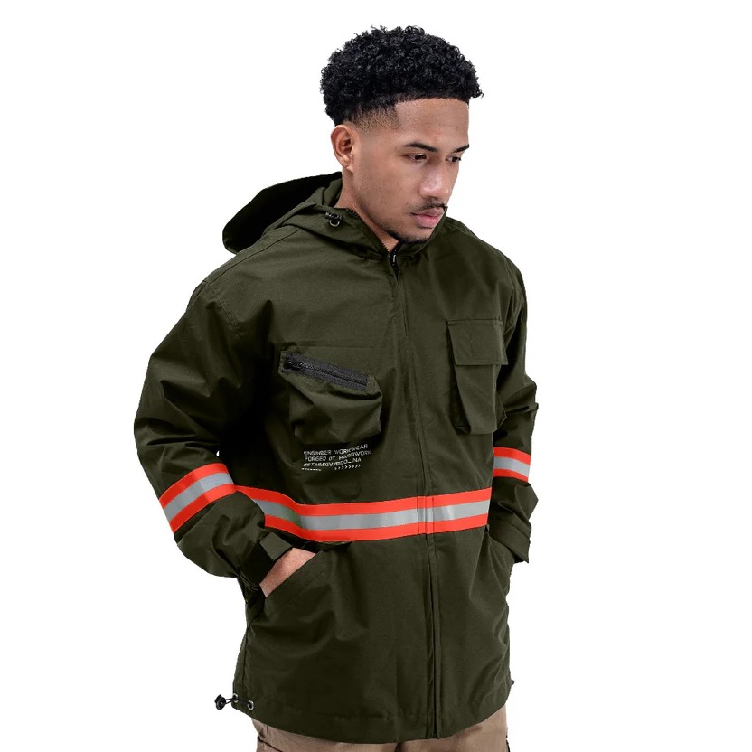 Strain Olive Reflector Jacket/ Jacket Water Repellent Rain Defender