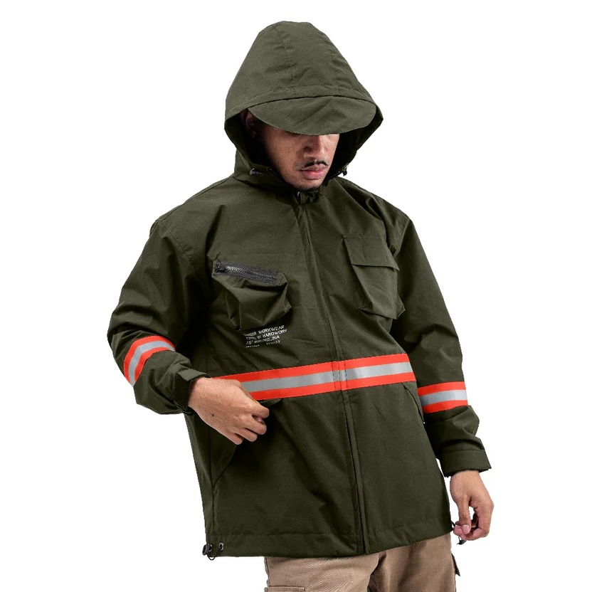 Strain Olive Reflector Jacket/ Jacket Water Repellent Rain Defender