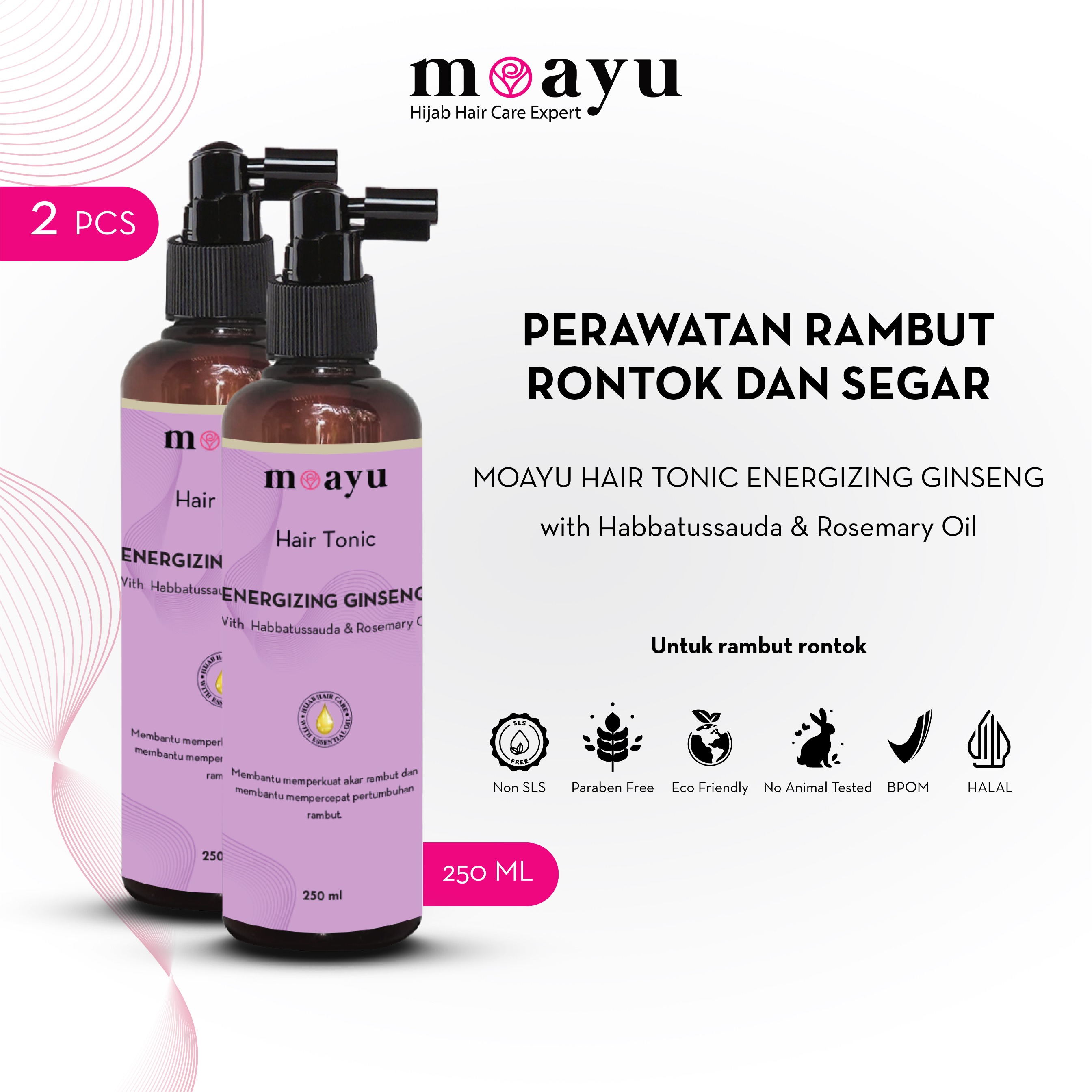[2PCS] Moayu Hair Tonic Energizing Ginseng 250ml - Hair Tonic Penumbuh Rambut Anti Rontok
