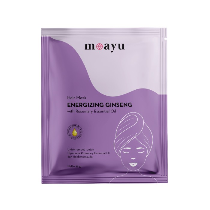 [2PCS] MOAYU Hair Mask Energizing Ginseng with Rosemary & Lavender Essential Oil 55gr - Perawatan Rambut Rontok & Rambut Lebih Kuat