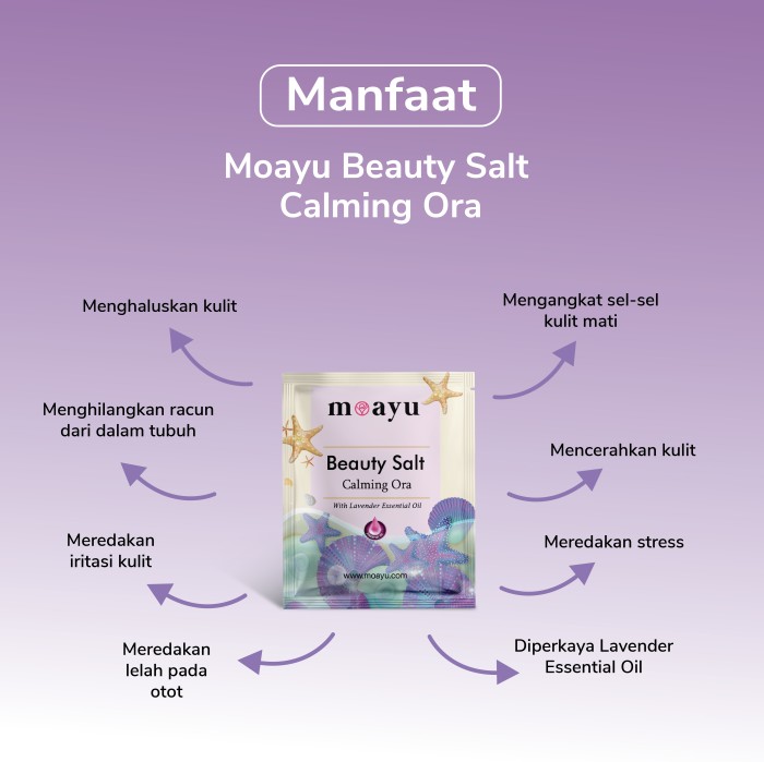 MOAYU Beauty Salt Relaxing Ora Lavender 50gr, Garam Rendam Kaki & Tubuh, Membantu Relaksasi Tubuh & Pikiran, Melembapkan & Melembutkan Kulit