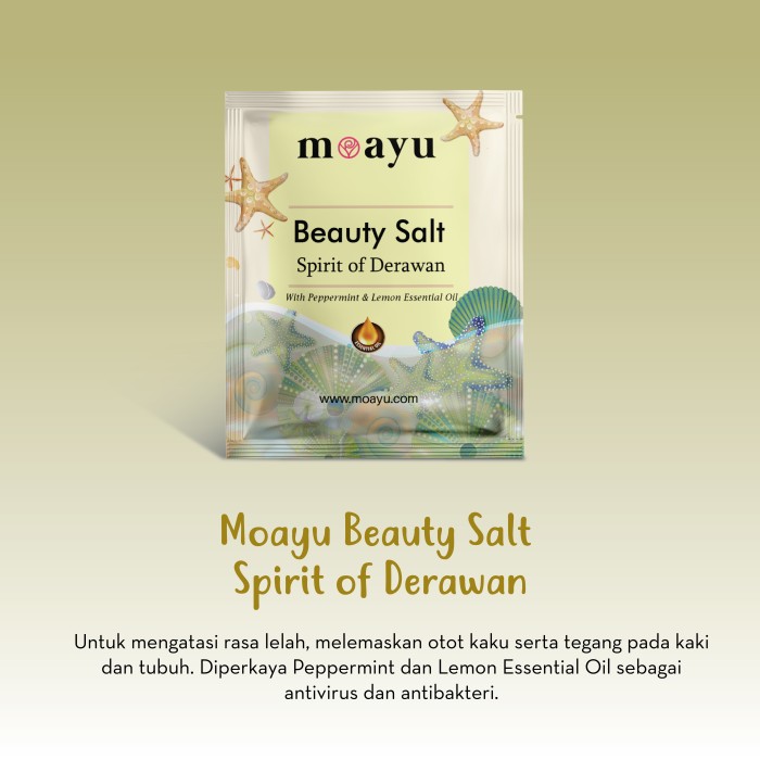 MOAYU Beauty Salt Spirit of Derawan Peppermint 50gr, Garam Rendam Kaki & Tubuh , Meredakan Pegal, Membantu Relaksasi, Menyegarkan & Melembutkan Kulit